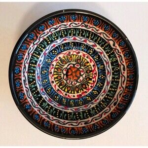 Handmade Turkish Painted Embossed Ceramic Candy Trinket Bowl Dish 4.75" Dia